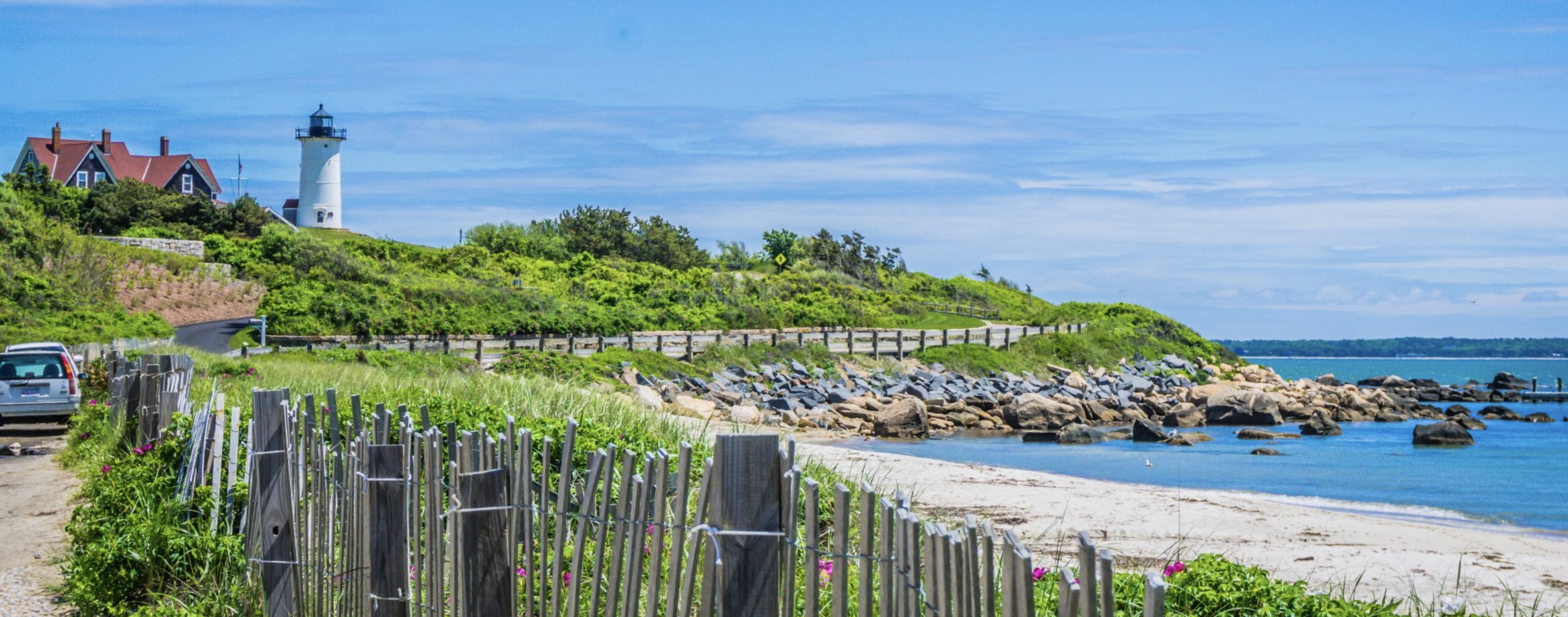Falmouth coastline with lighthouse and beach